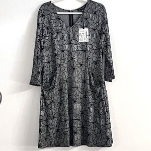 41 Hawthorn Black and White Patterned A-Line Dress